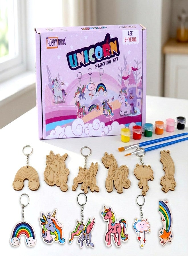 HOBBY INDIA DIY Keychain Fridge Magnet Painting Kit for Kids & Adult | Creative Art & Craft Set Gift for Girls & Boys | Cute Resin Activity Key Chain Making | Fun Birthday & Home Decor (Unicorn) - Image 1